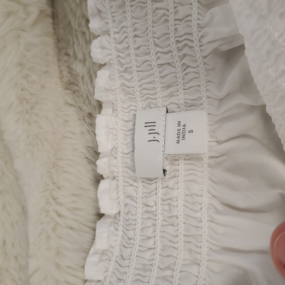 J. Jill Crisp White Smocked Top Oversized S - Picture 5 of 9